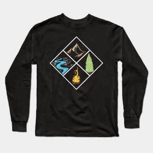 Rivers, Mountains, Forrest, Campfire, Hiking, Long Sleeve T-Shirt